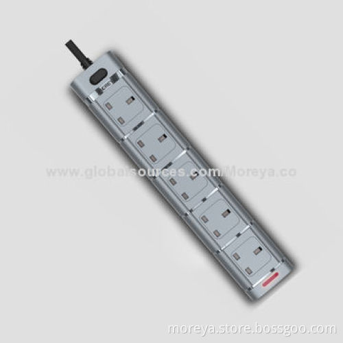 UK Standard Power Strip with 5 Sockets Outlets, 6 Feet Extension Cable and One Switch